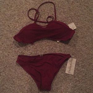TiniBikini Burgundy Bikini Large L NWT